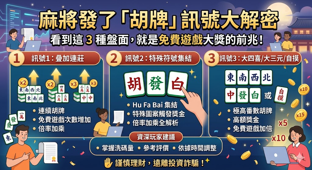 麻將發了「胡牌」訊號大解密：看到這3種盤面，就是免費遊戲大獎的前兆！