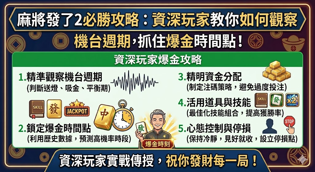 麻將發了2必勝攻略：資深玩家教你如何觀察機台週期，抓住爆金時間點！